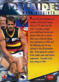 1996 Select AFL Centenary Series #7 Mark Ricciuto Back